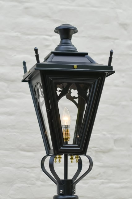 Small Black Gothic Lamp Post Top - thumbnail