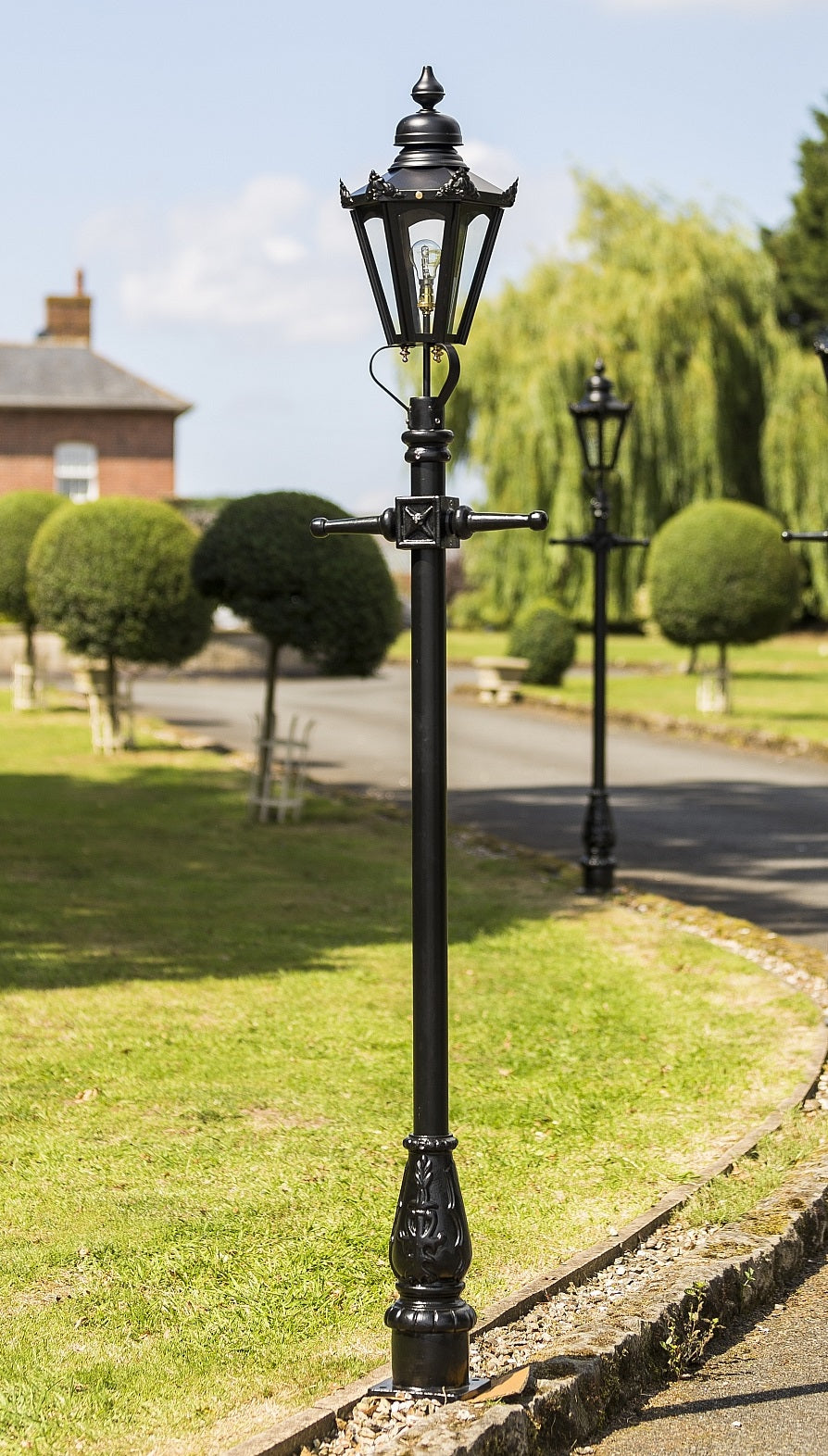 Small Black Hexagonal Garden Lamp Post