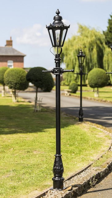 Small Black Hexagonal Garden Lamp Post - thumbnail