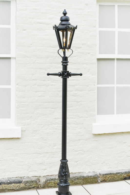 Small Black Hexagonal Garden Lamp Post