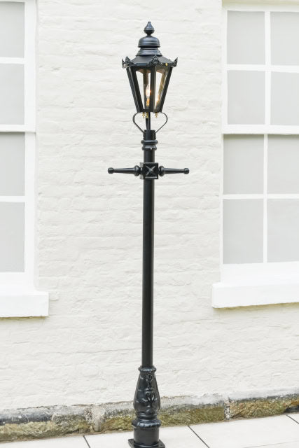 Small Black Hexagonal Garden Lamp Post - thumbnail