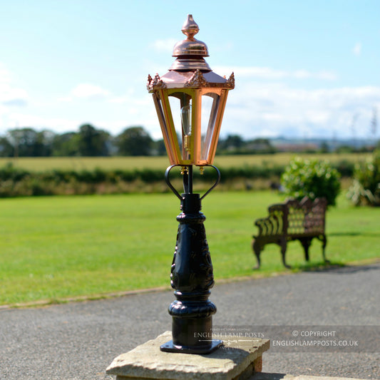 Small Copper Hexagon Tall Pillar Light