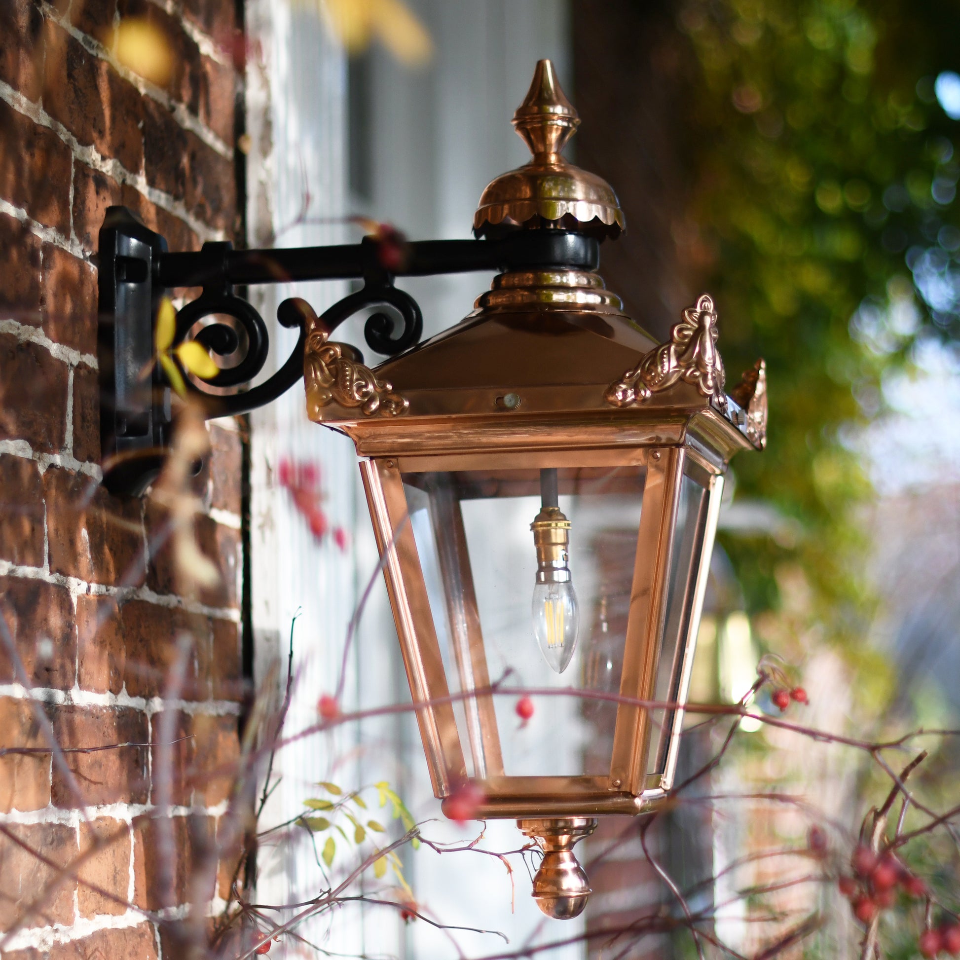 Small Copper Top Fix Victorian Wall Lantern