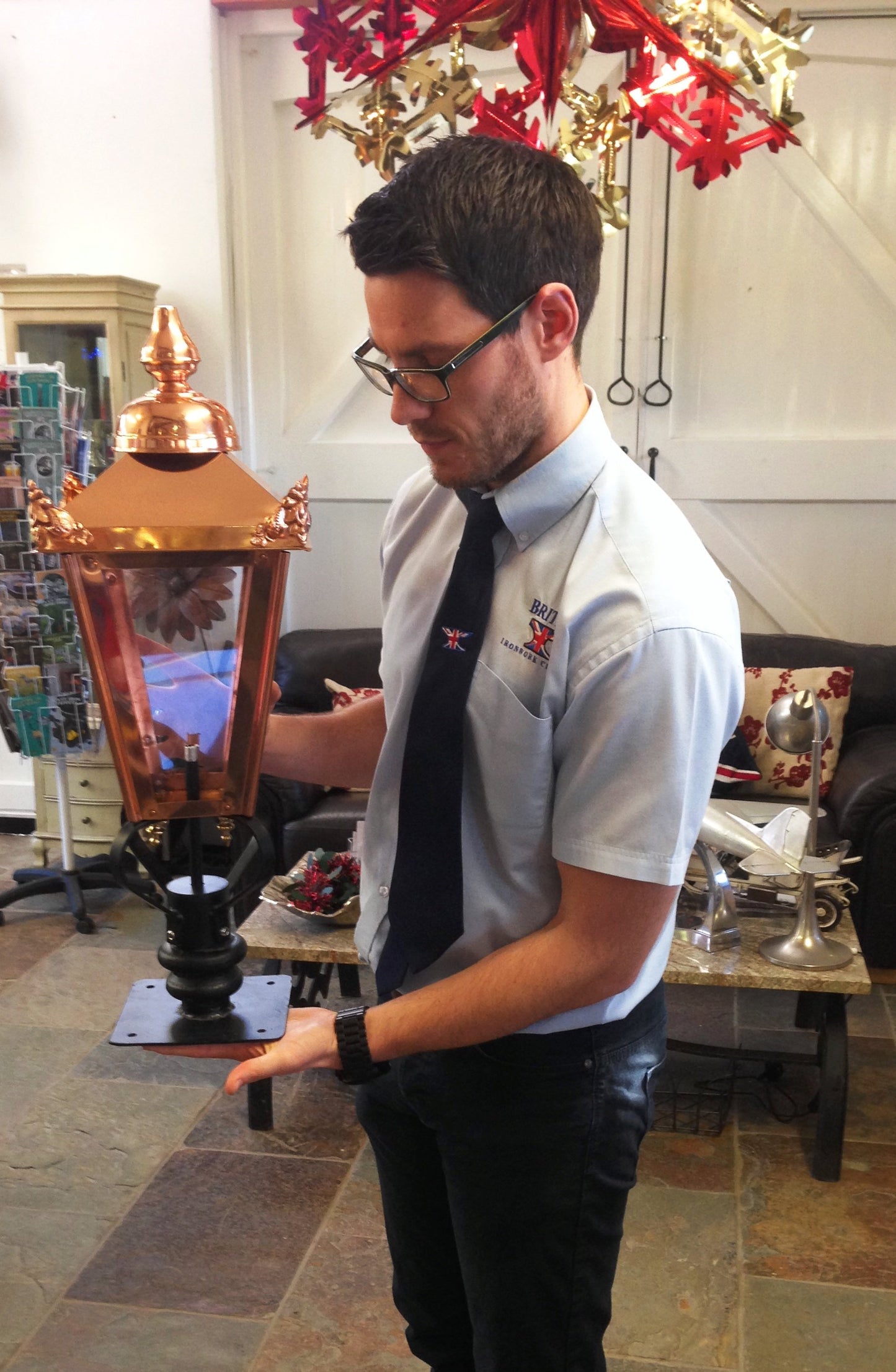 Small Victorian Copper Pillar Post Light