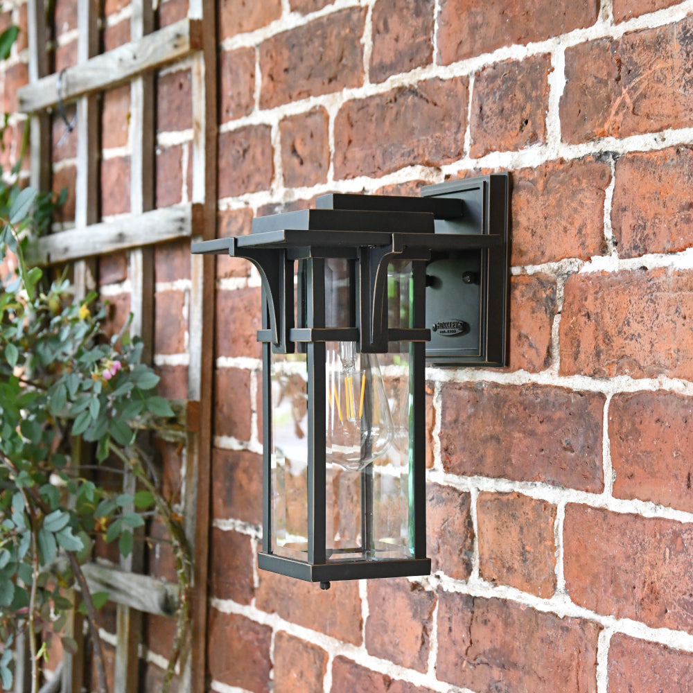 View of the bronze wall lantern 