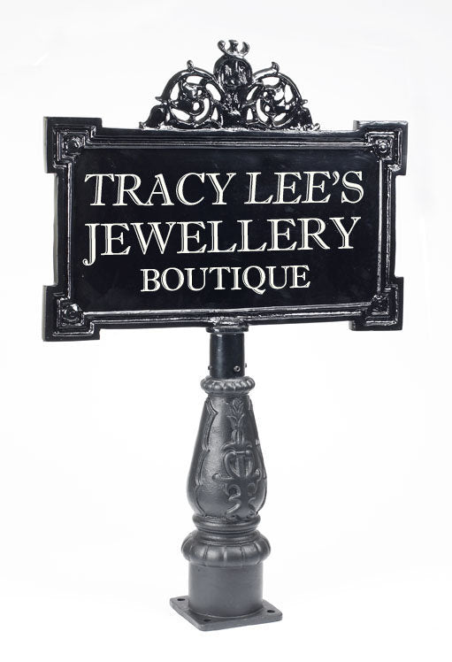 Small black sign post