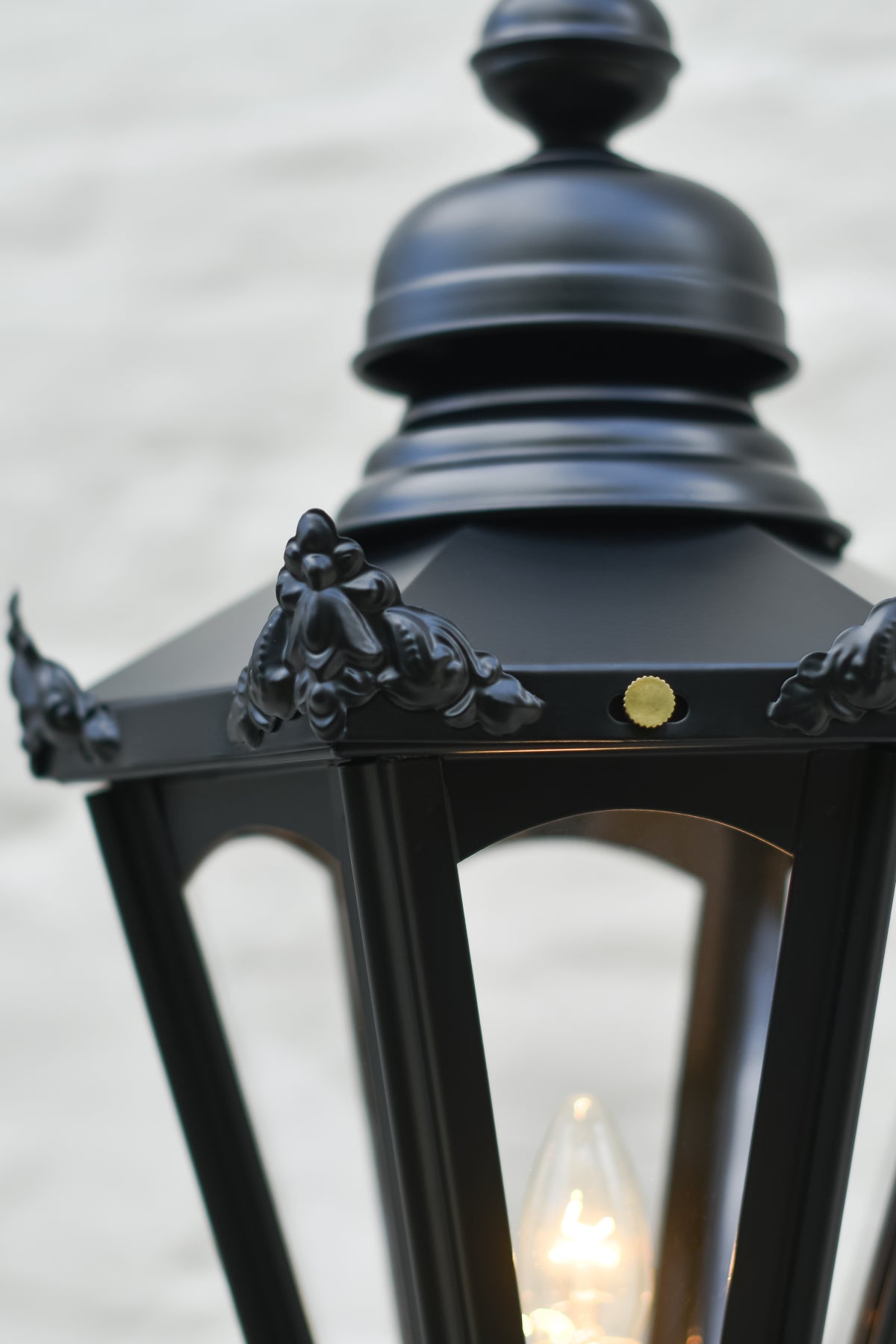 Close up of the embossed finials