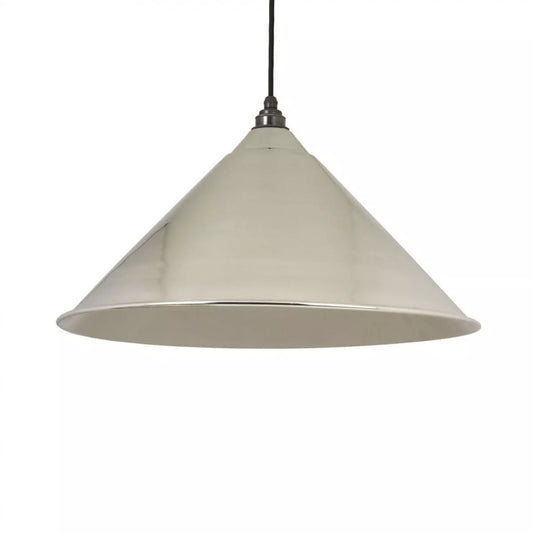 Smooth Nickel Cone Pendant Light 