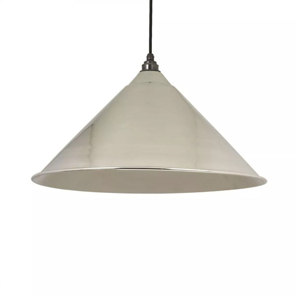 Smooth Nickel Cone Pendant Light