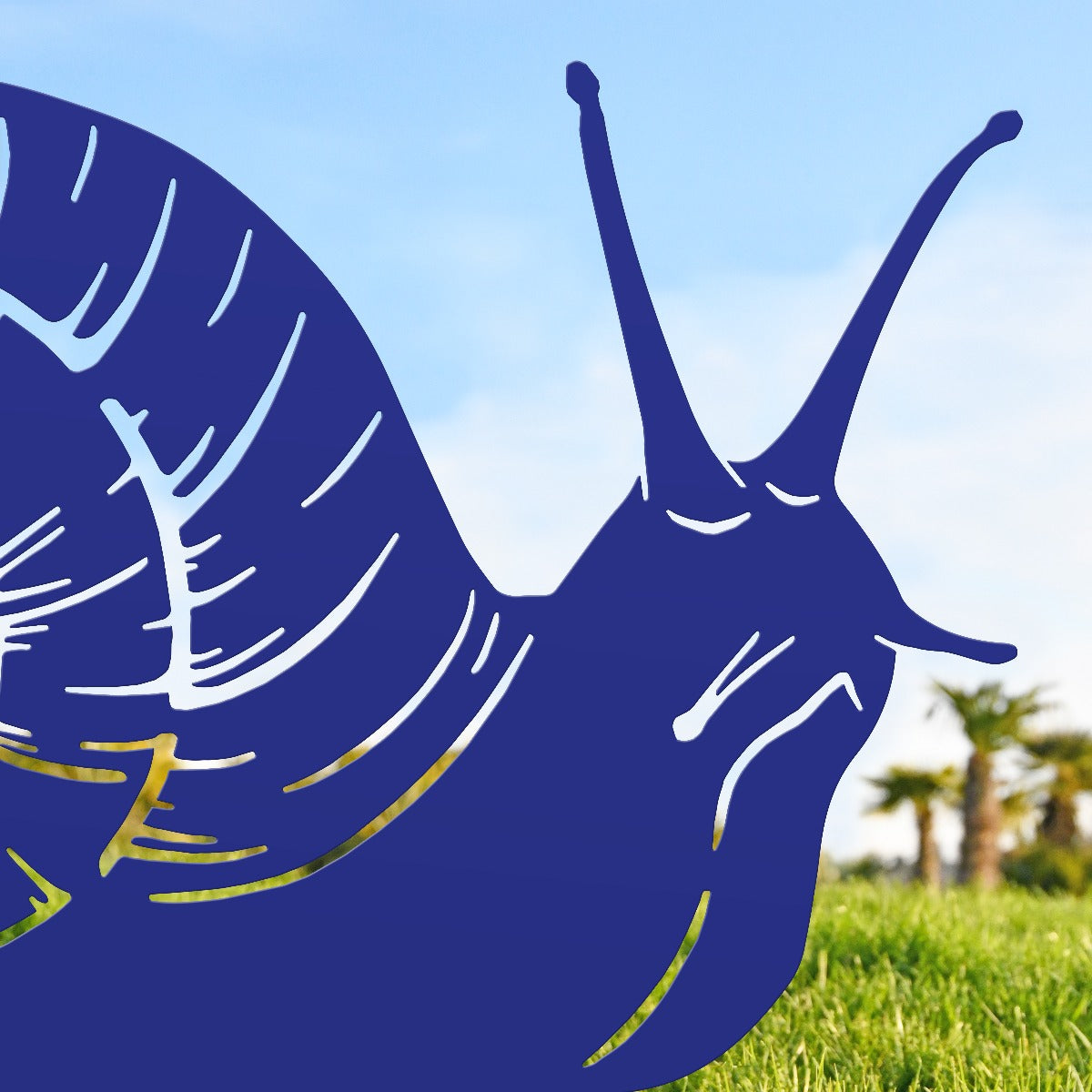 Snail Garden Sheet Steel Silhouette In Blue