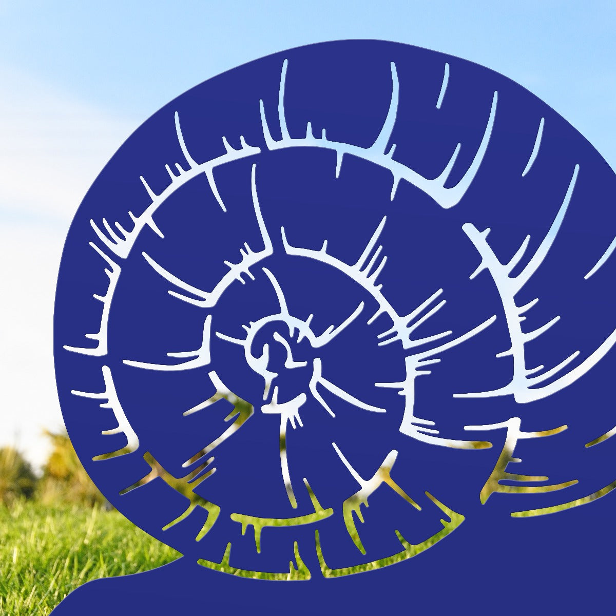 Snail Garden Sheet Steel Silhouette In Blue