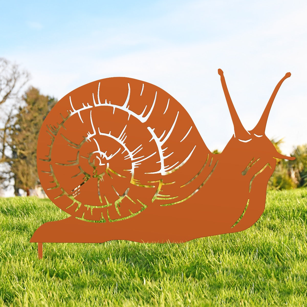 Snail Garden Sheet Steel Silhouette In Orange