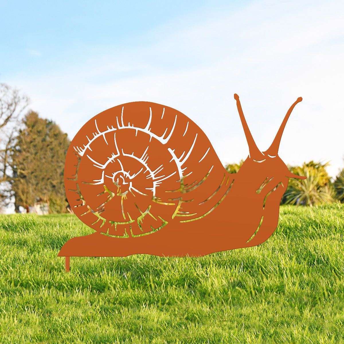 Snail Garden Sheet Steel Silhouette In Orange
