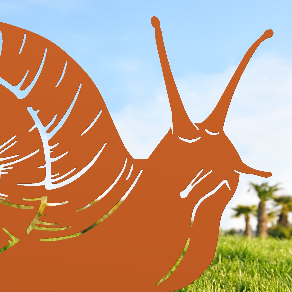Snail Garden Sheet Steel Silhouette In Orange