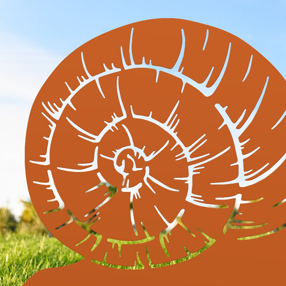 Snail Garden Sheet Steel Silhouette In Orange