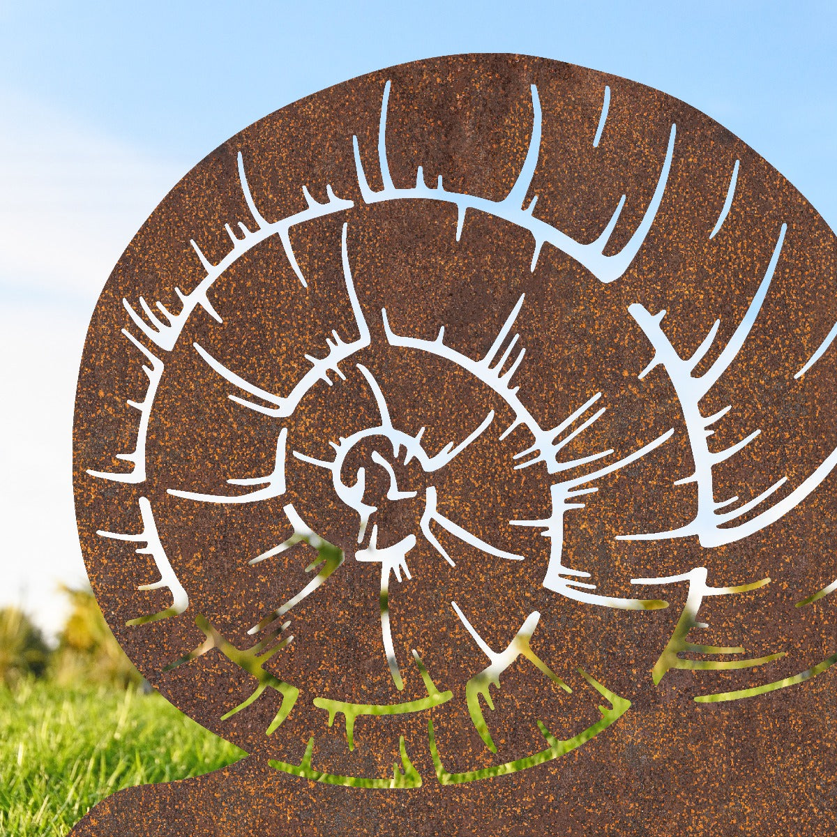 Snail Garden Sheet Steel Silhouette In Rustic Close Up