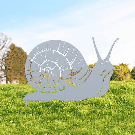 Snail Garden Sheet Steel Silhouette In Silver