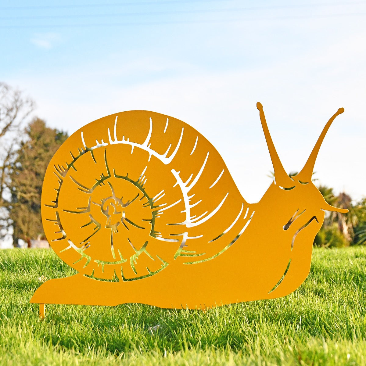 Snail Garden Sheet Steel Silhouette In Yellow