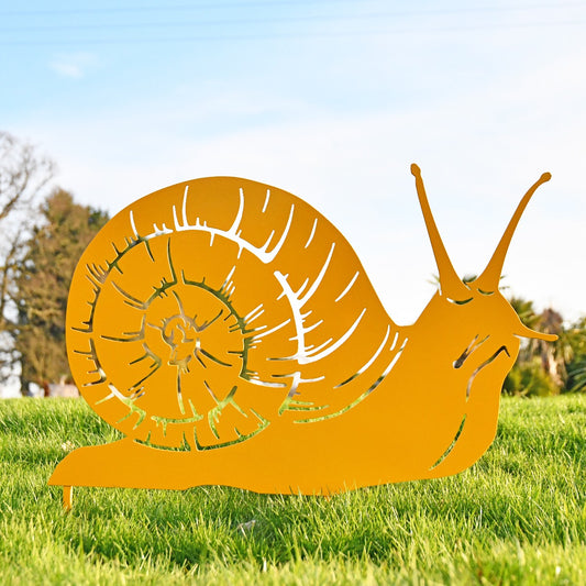 Snail Garden Sheet Steel Silhouette In Yellow