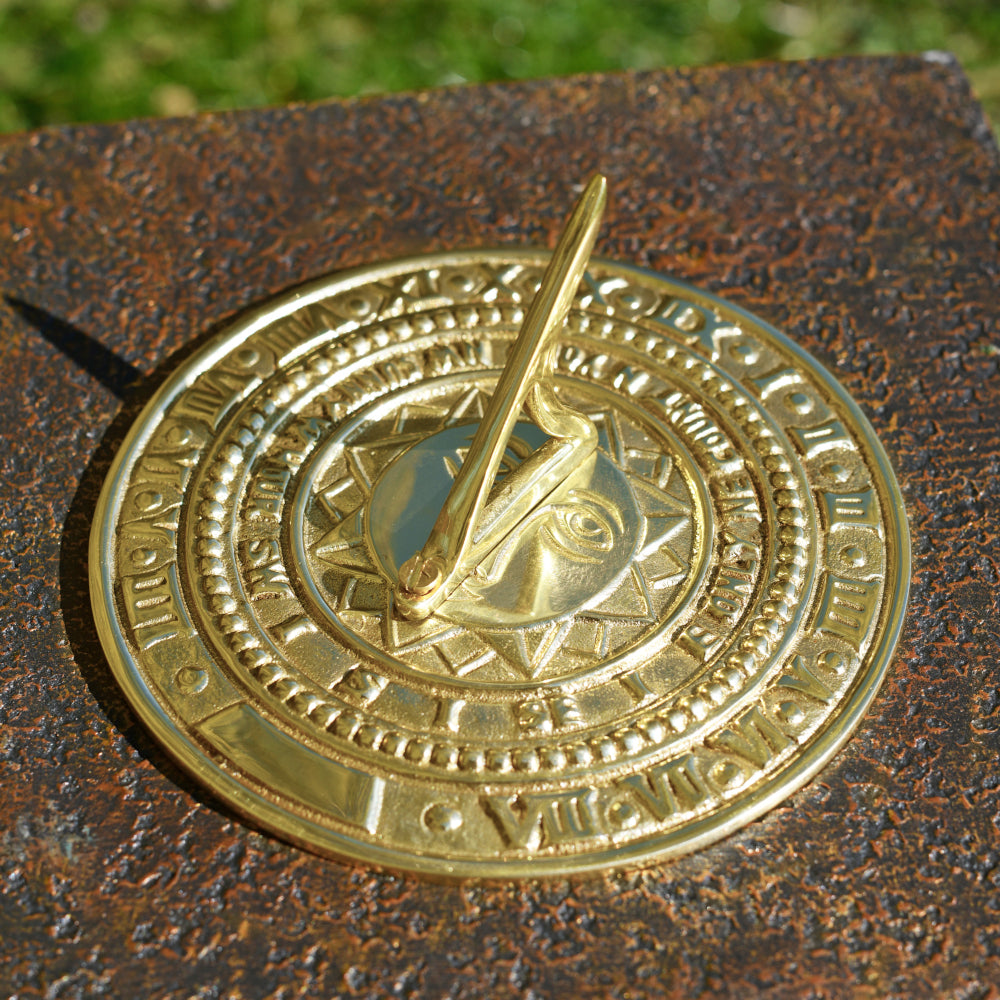 Over the shoulder shot of the sun inspired sundial