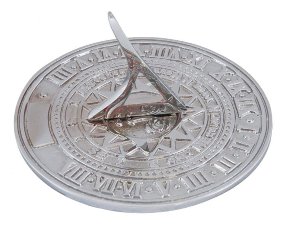 Side profile of the chrome engraved sundial