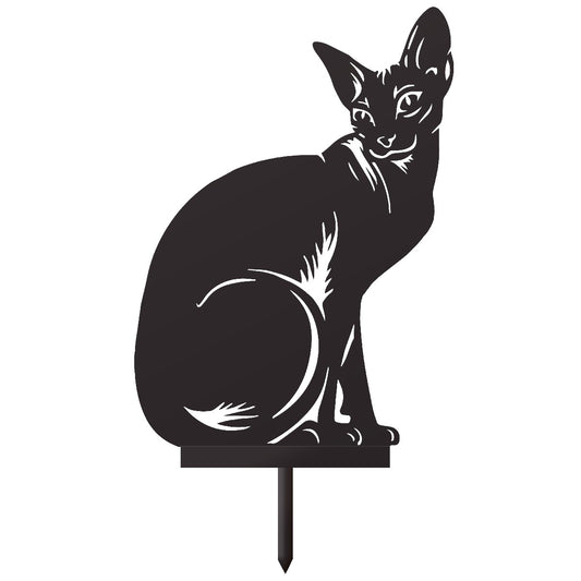 Sitting Sphynx Cat Garden Sheet Steel Silhouette In Black