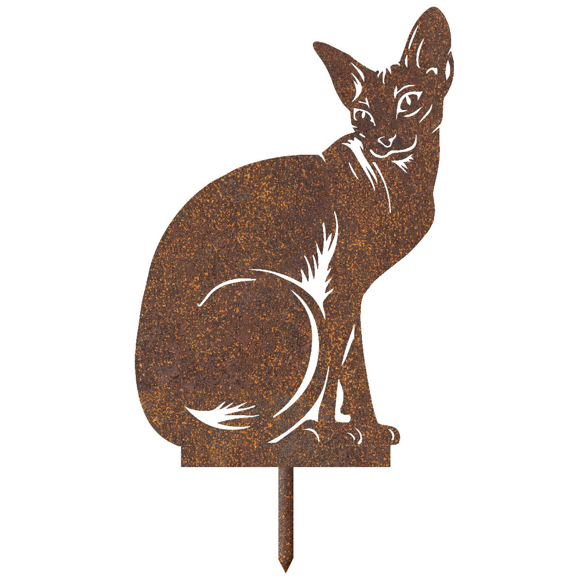 Sitting Sphynx Cat Garden Sheet Steel Silhouette In Rustic