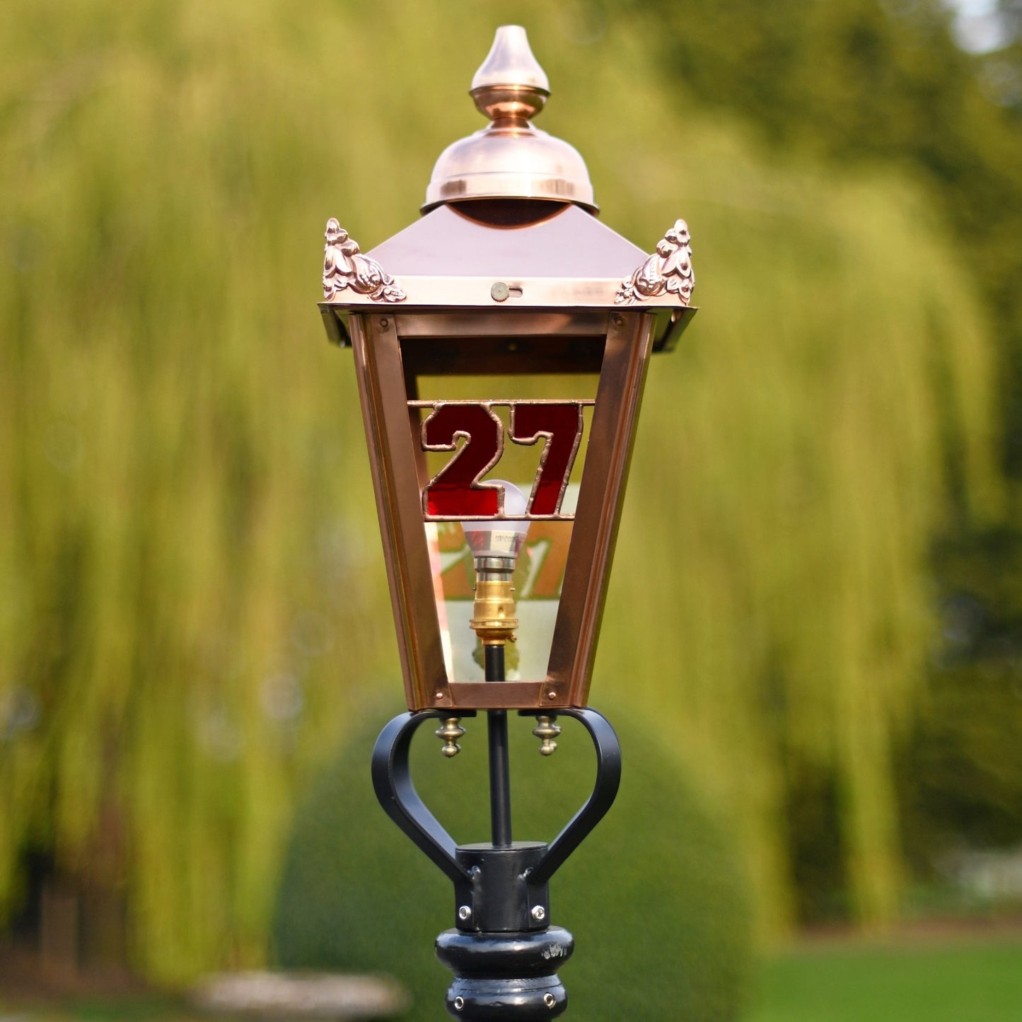 Stained Glass House Number In Victorian Lantern