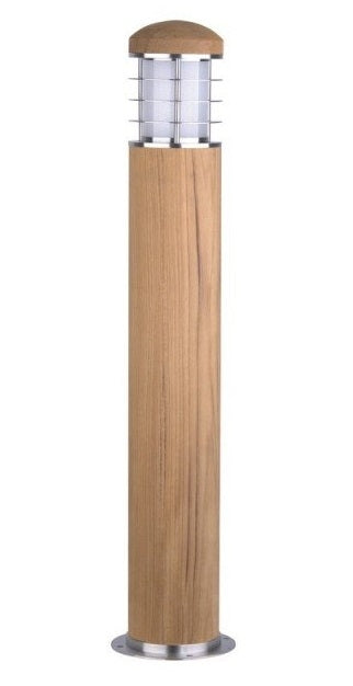 Teak and Stainless Steel Driveway Bollard Light