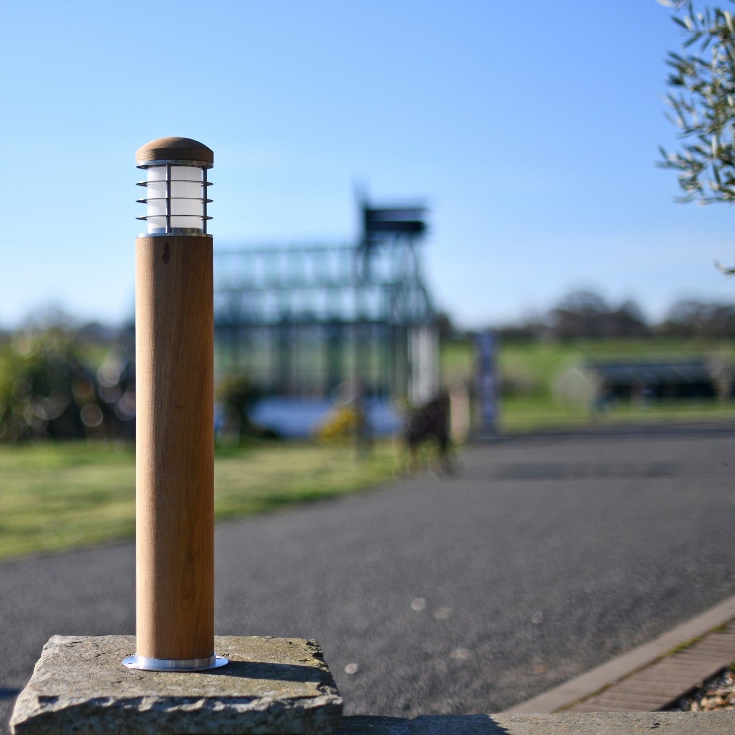 Stainless Steel and Wooden Pillar Light