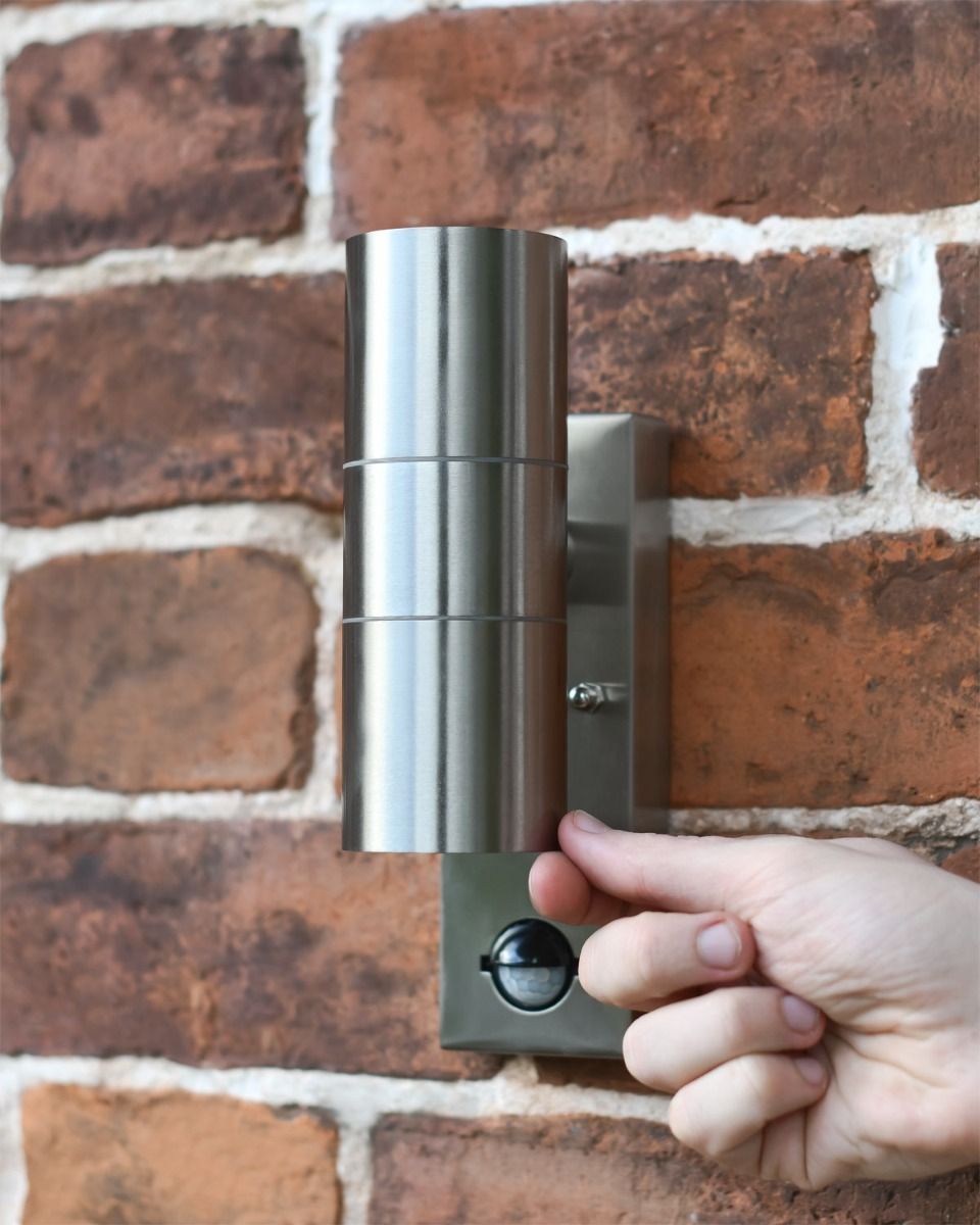 Stainless Steel Contemporary  Downlighter Wall Light to Scale