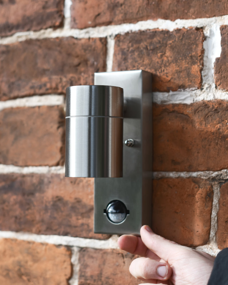 Life size scale of the stainless steel wall light