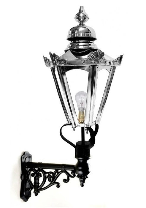 Stainless Steel Hexagon Wall Light On Ornate Bracket
