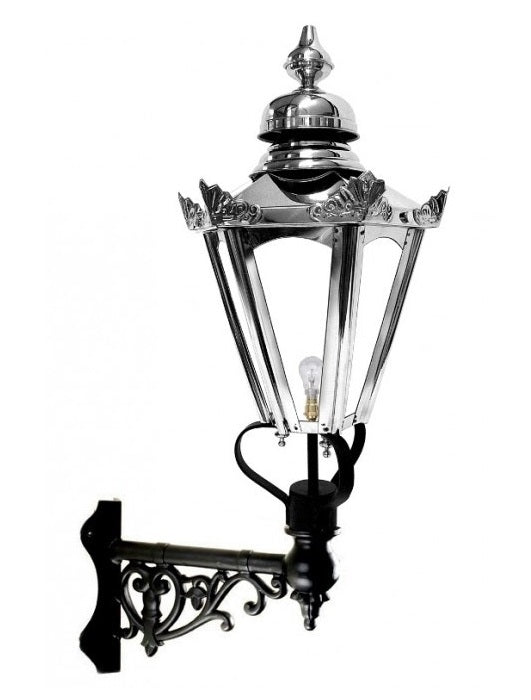 Stainless Steel Hexagon Wall Light On Ornate Corner Bracket