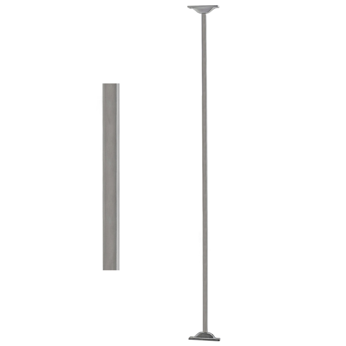 View of the stair spindle with brackets and without
