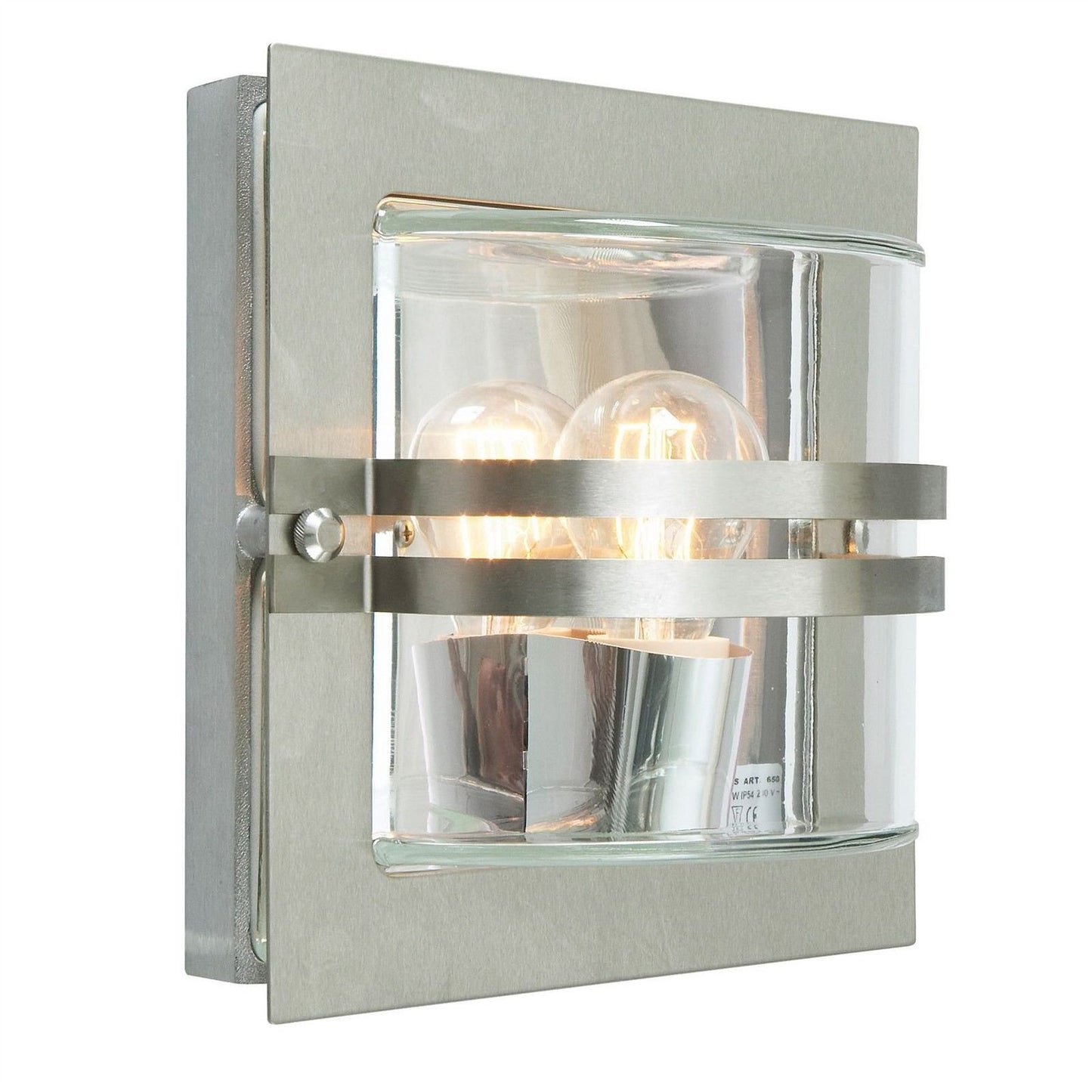 "Portsford" Square Contemporary Wall Light with Clear Glass Shade