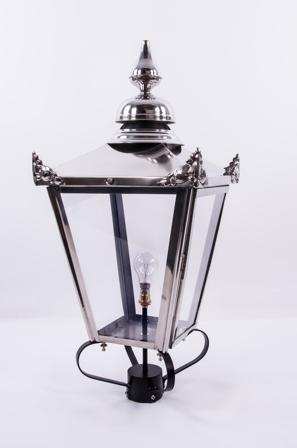 Medium Victorian Lantern Top In Polished Stainless Steel