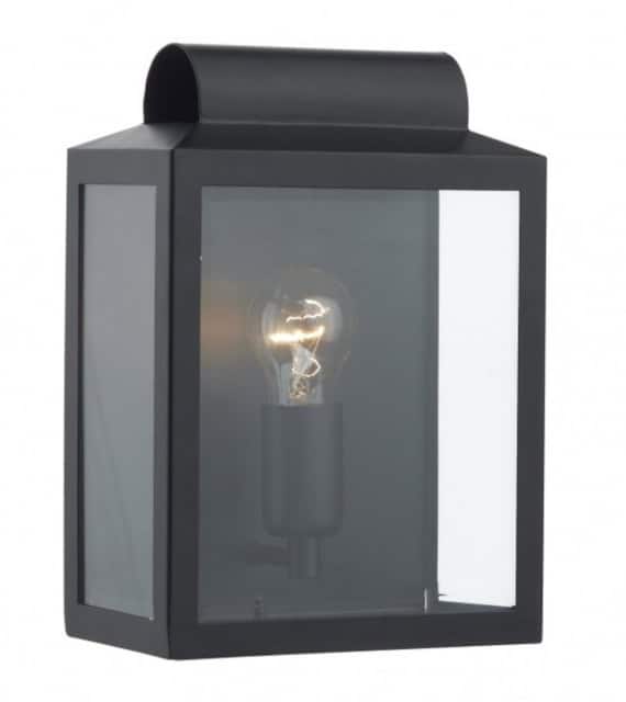 'Stapeley' Black Rectangular Flush Fit Wall Lantern - thumbnail