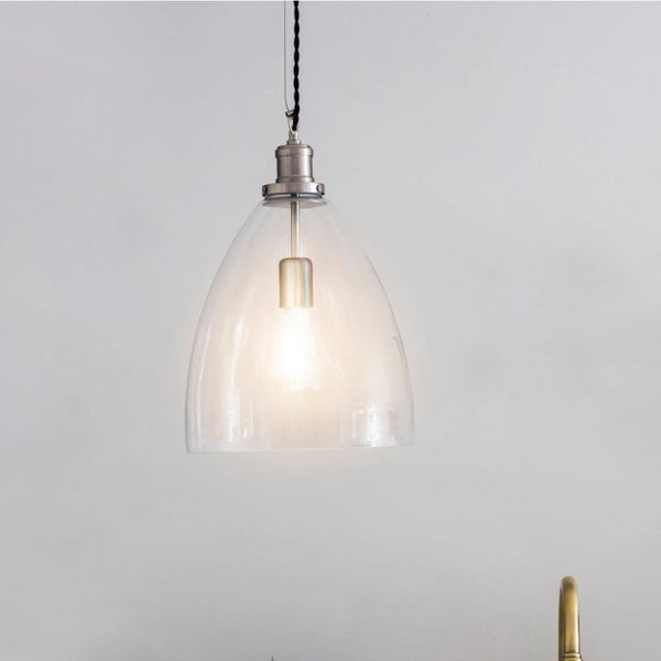 Nickel and Glass Bullet Hanging Pendant Light By Garden Trading