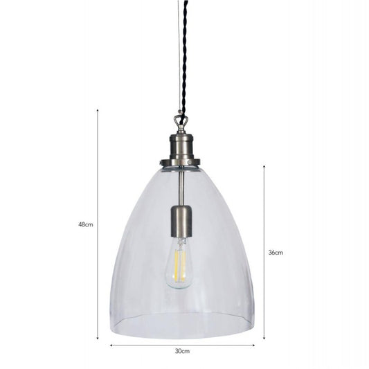 Steel and Glass Bullet Hanging Pendant Light By Garden Trading