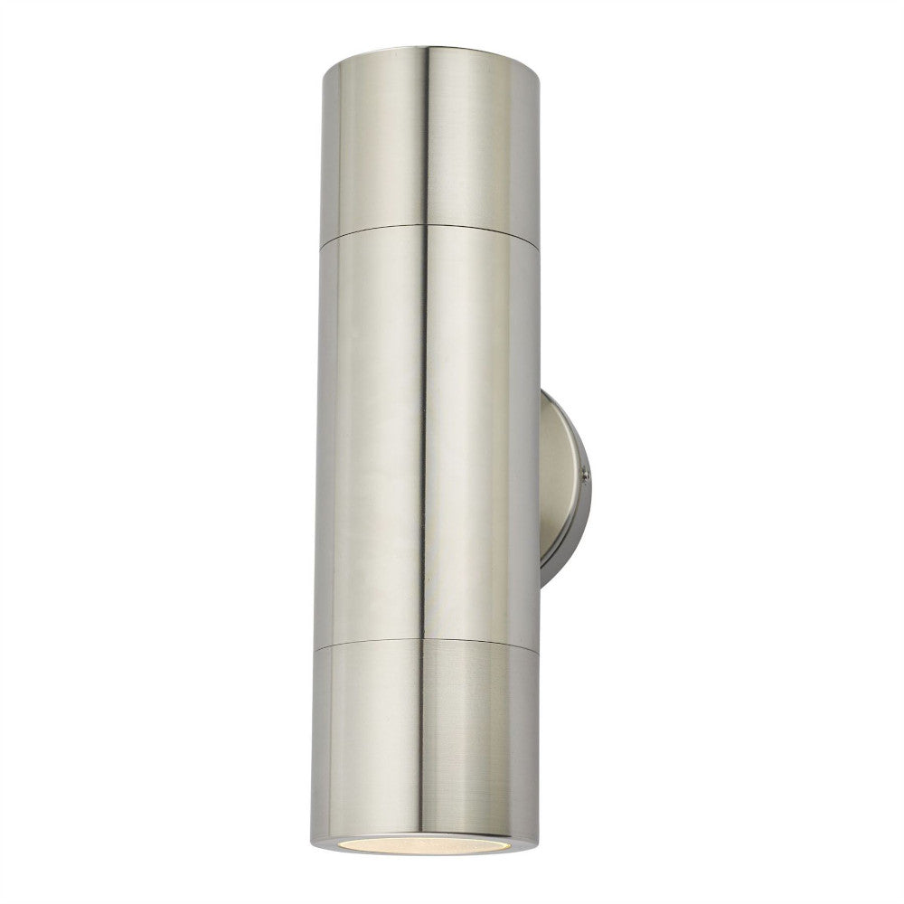 The contemporary steel wall light on a white background