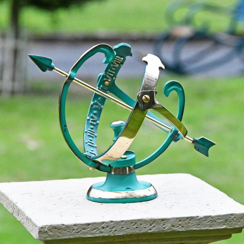 Sundial with verdigris finish