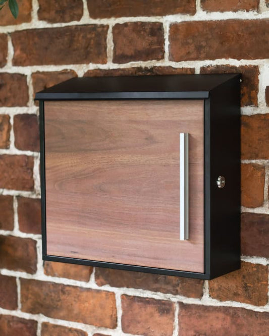 'Englemere' Galvanised Steel and Wood Patterned Post Box - thumbnail 