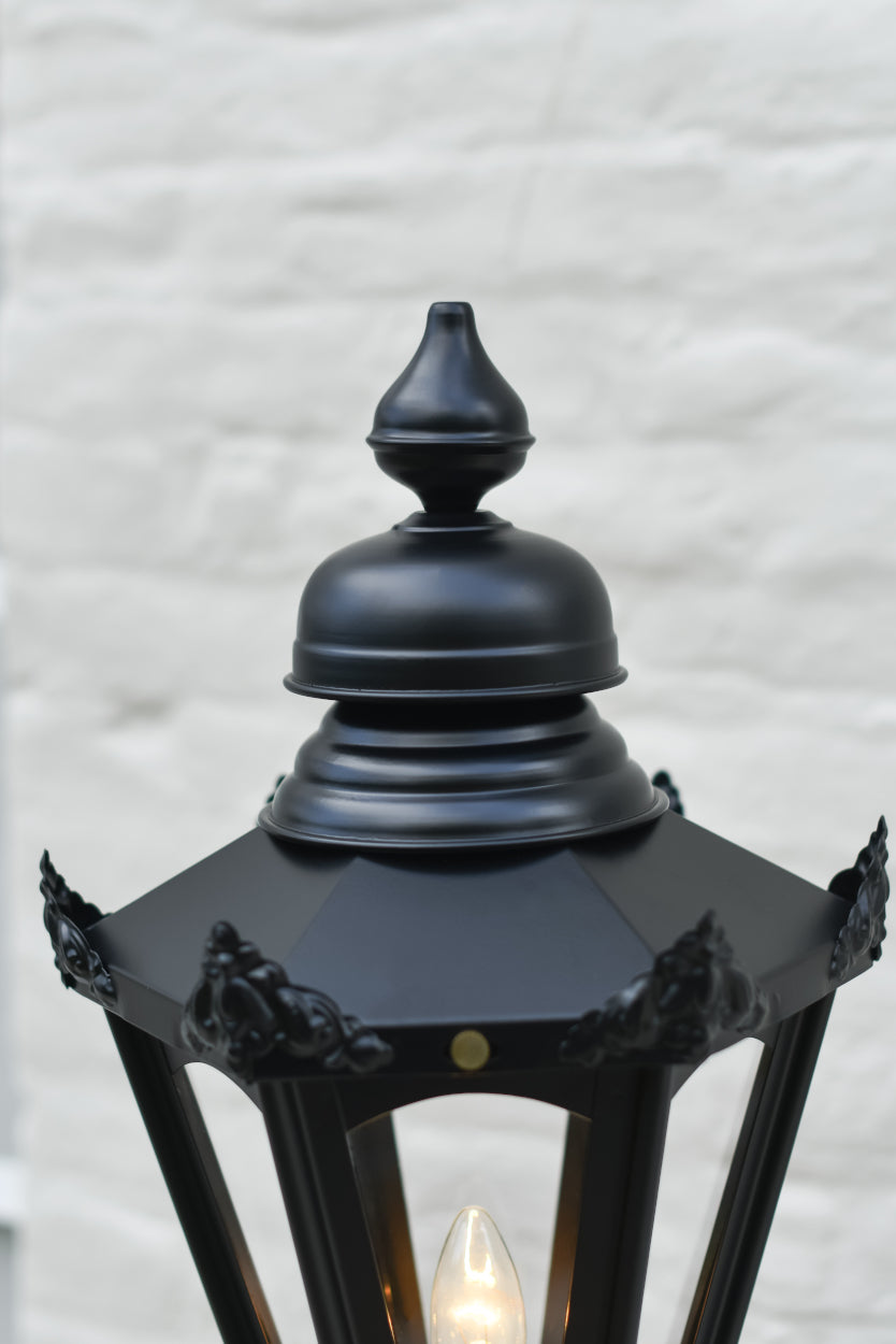 The apex of the black hexagonal lantern