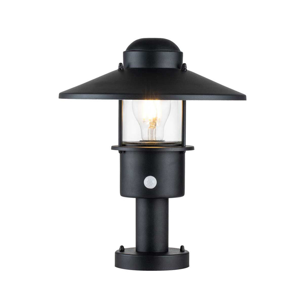 The Black 'Bowood' Modern Pillar Light With PIR Sensor