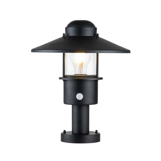 The Black 'Bowood' Modern Pillar Light With PIR Sensor