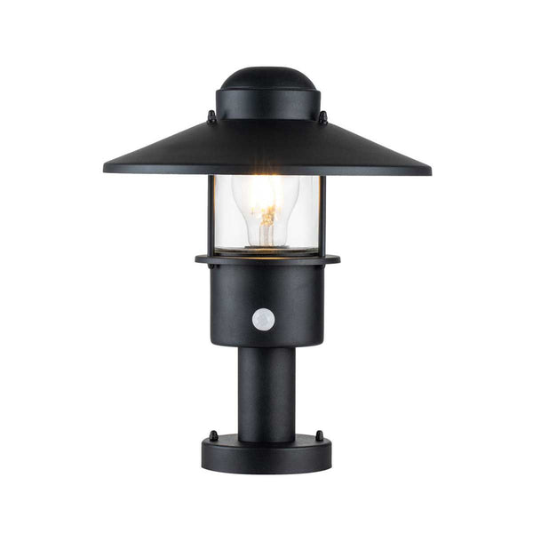The Black 'Bowood' Modern Pillar Light With PIR Sensor