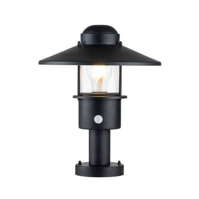 The Black 'Bowood' Modern Pillar Light With PIR Sensor - thumbnail