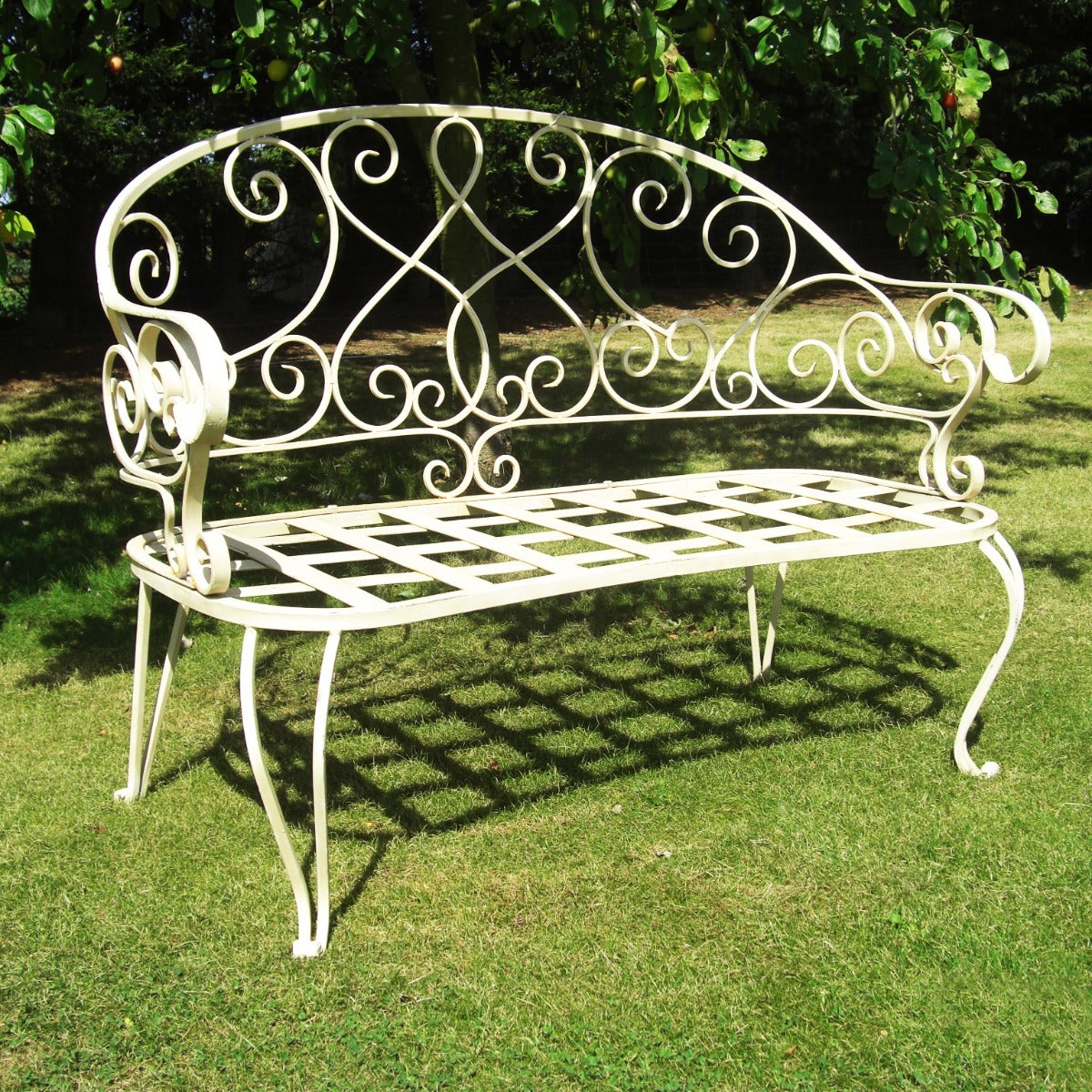 The Clarence Antique White Garden Bench