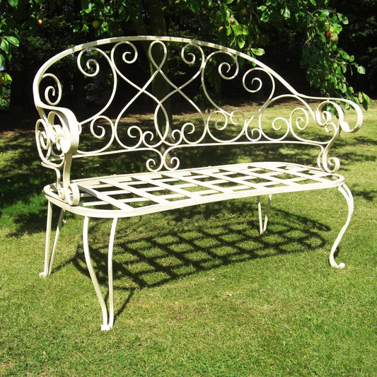 The Clarence Antique White Garden Bench